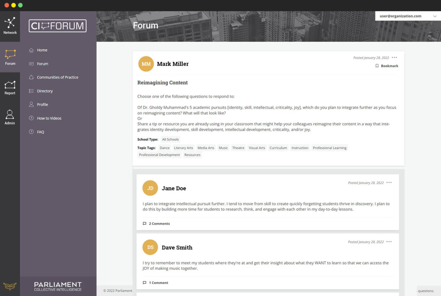 CI Forum Screen Mockup